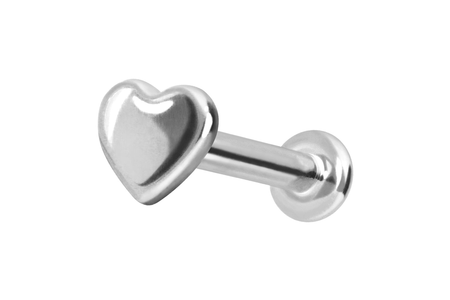 14 Karat Gold Labret Piercing mit Innengewinde HERZ